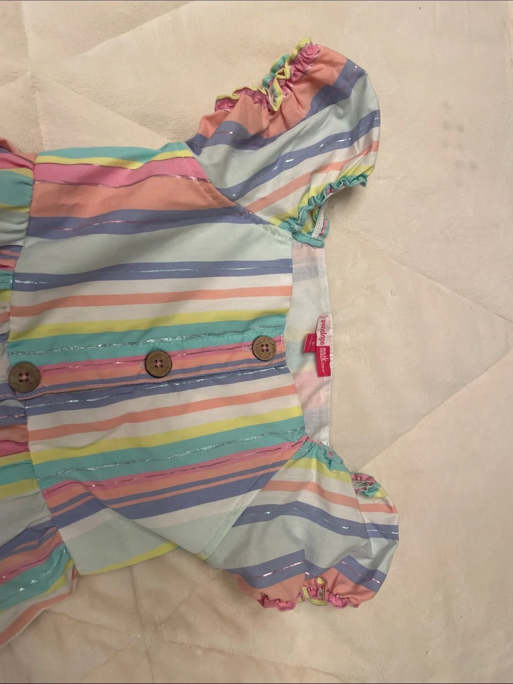 Penelope Mack Pastel Multi-Stripe Button-Up Tiered Dress